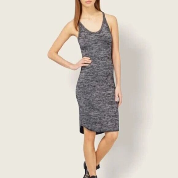 Aritzia Wilfred Free Yasmin Gray Spacedye Cut Out Back Bodycon Dress - Picture 1 of 10